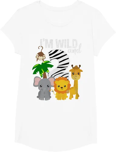 Vista 22 de Camiseta de cumpleaños con temática de zoológico de I'm Wild and 2, Negro, S