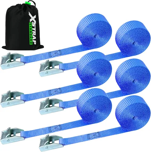 Vista 10 de XSTRAP STANDARD 6PK 8FT Cam Buckle Lashing Straps, Cargo Tie-Down Straps Negro