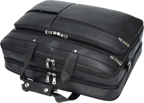 Vista 9 de Polare - Maletín de cuero de grano completo XL de 18 pulgadas para hombres, maletín de viaje de negocios, bolsa de mensajero para portátil de 17.3