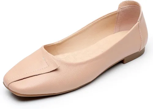 Vista 30 de VenusCelia - Zapatos bajos de baile para mujer Beige (Beige PU)