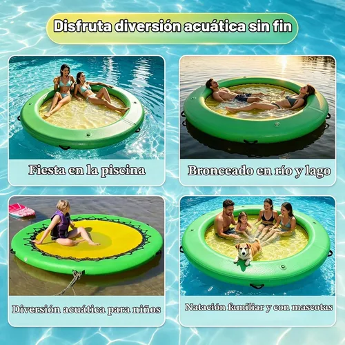 Vista 2 de Inflatable Water Hammock 4ft/6ft/8ft Round Float Ring for Adults