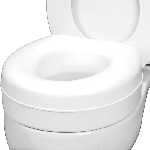 Vista 10 de HealthSmart Elevador de asiento de inodoro elevado con bloqueo para personas mayores, elevación de 4 pulgadas con tapa, se adapta a inodoros