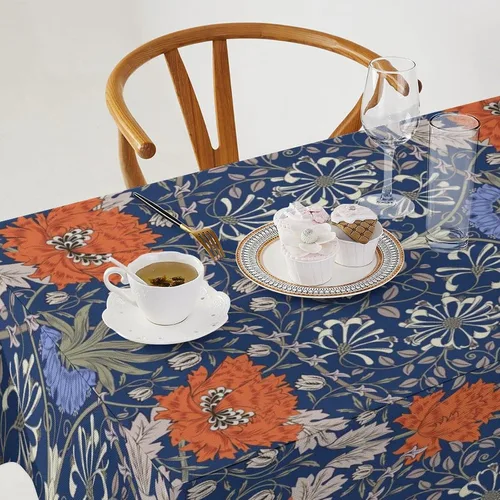 Vista 296 de Mantel Floral Retro de Pájaros, Diseño Original Bohemio William Morris Estampado Cubierta de Mesa para Hogar Picnic Fiesta Comedor Cocina William