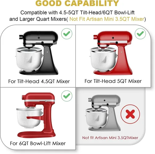 Vista 6 de Accesorio para máquina de helados para Kitchenaid, Compatible con mezcladores de pie KitchenAid de 4.5-5QT/5.5-6 Quart, Accesorios y complementos