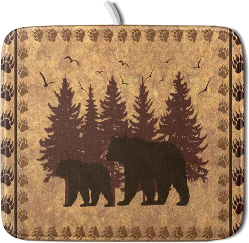 Vista 89 de Giwawa Tapete de secado de platos de café, vintage, antifatiga, taza de expreso, máquina de frijoles negros, tapete escurridor de platos, protector