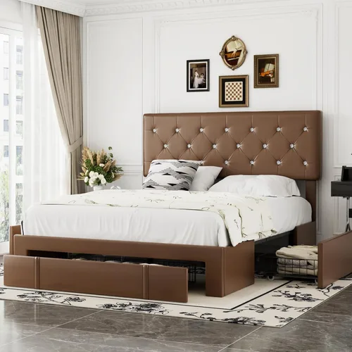 Vista 16 de VECELO Base de cama tamaño individual con plataforma tapizada con cabecera ajustable de botones de diamante, soporte de listones de madera,