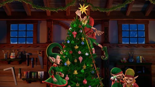 Vista 4 de AtmosFX Santa's Workshop Digital Decoraciones DVD para decoración de proyección de vacaciones de Navidad