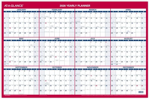Vista 6 de AT-A-GLANCE Calendario borrable 2026, planificador de pared de borrado en seco, 12 x 16 pulgadas, pequeño, vertical-horizontal, reversible, compacto