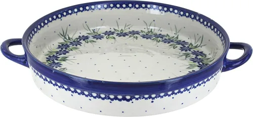 Vista 3 de Blue Rose Polaco Cerámica Otoño Burst Panadero Redondo Grande con Asas