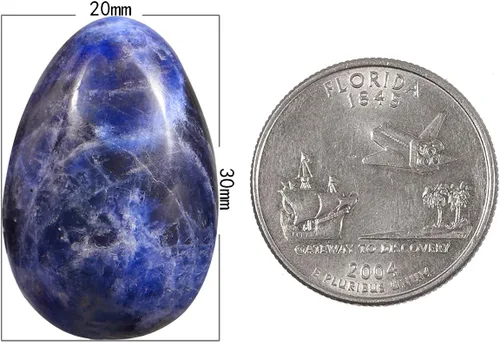 Vista 3 de TUMBEELLUWA Kit de 4 huevos de piedra de cristal de Reiki, piedras naturales pulidas para el bolsillo de la palma para eliminar el estrés, sodalita
