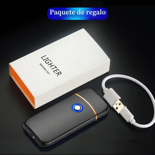 Vista 7 de Encendedor Electrónico, Encendedor Eléctrico, Encendedor Inteligente Recargable USB, Encendedores Geniales Portátil Encendido de Doble Cara Negro