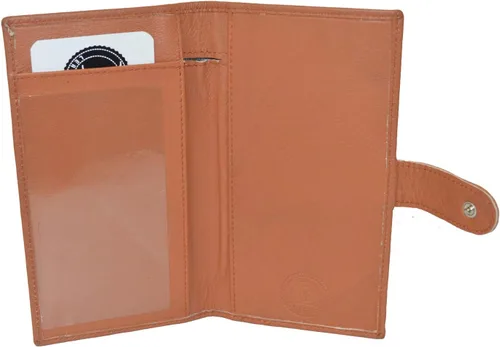 Vista 8 de Leatherboss - Funda de piel auténtica para chequera, Negro -, Cartera de viaje