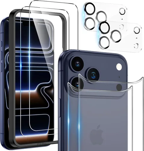 Vista 8 de Maxdara [6 en 1] Protector de Pantalla para iPhone 14 Pro (6.1 pulgadas), Paquete de 2 Protectores de Pantalla Trasera para iPhone 14 Pro