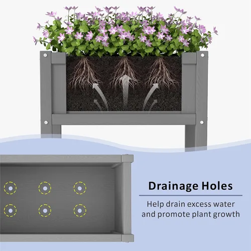 Vista 5 de Cama de jardín elevada con orificio de drenaje, impermeable, pequeña maceta elevada de polietileno de alta densidad con patas, estable y duradera