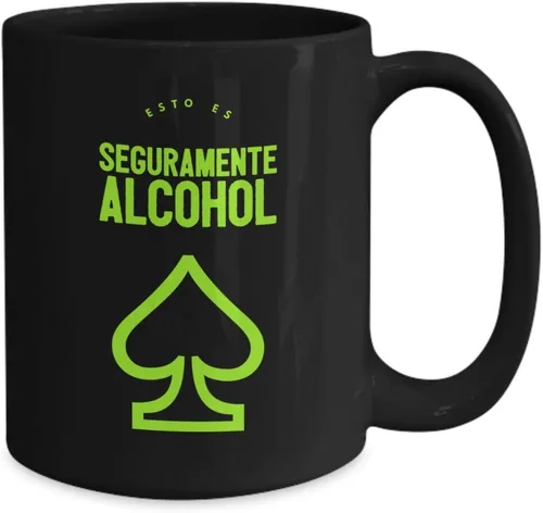 Vista 2 de Taza de Cafe Alcohol Vaso, tazas de café divertidas, tazas personalizadas, taza de café inspiradoras, taza con mensajes positivos.