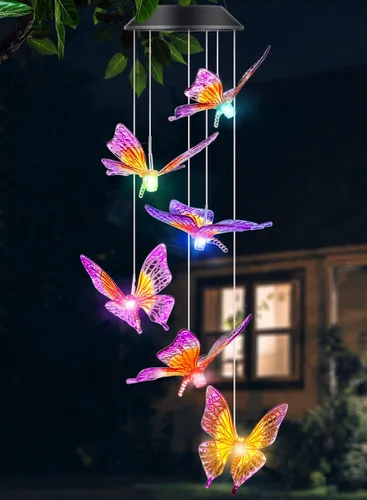 Vista 10 de Regalos para mamá de hija, hijo, esposo, campanillas de viento LED solares de colibrí para interiores y exteriores, el mejor regalo para el día