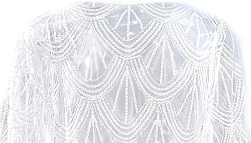 Vista 5 de Beauty-Emily Capa de chal de lentejuelas con mangas, cubre los hombros para vestido formal de noche, boda, dama de honor, baile de graduación