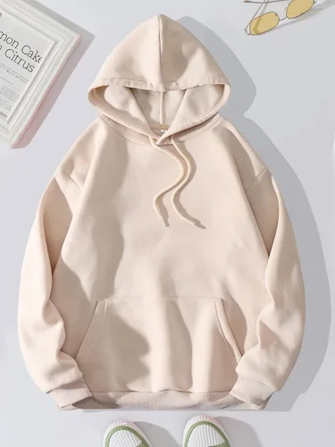 Vista 2 de WDIRARA Sudadera con capucha de gran tamaño con bolsillo de manga larga y cordón gráfico