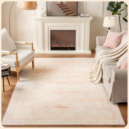 Vista 208 de Istana Alfombra larga antideslizante de 2.5 x 8 para el hogar, para pasillo y cocina, lavable, sedosa y suave al tacto, elegante, color azul y marfil