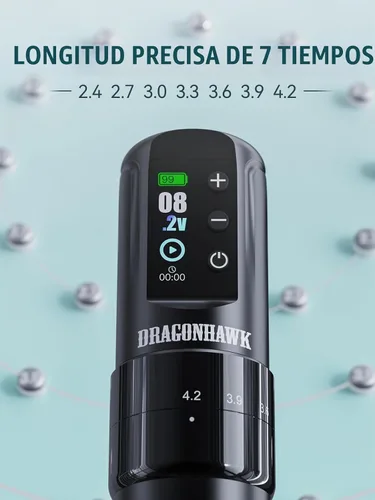 Vista 3 de Dragonhawk Atom2 Pro Kit de máquina de tatuaje inalámbrica con 2