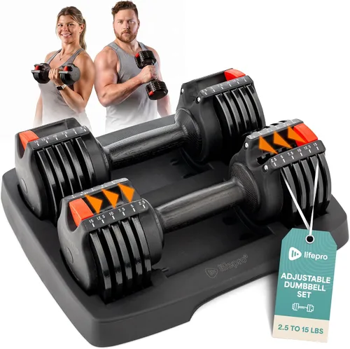 Vista 12 de Lifepro Adjustable Dumbbells & Weights for Home Gym, Quick-Adjust