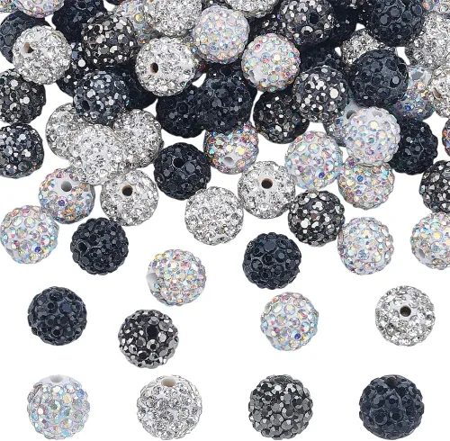 Vista 20 de PH PandaHall - 240 piezas de cuentas de strass en 24 colores, cuentas de cristal de 10 mm, cuentas de bola de discoteca con strass, cuentas