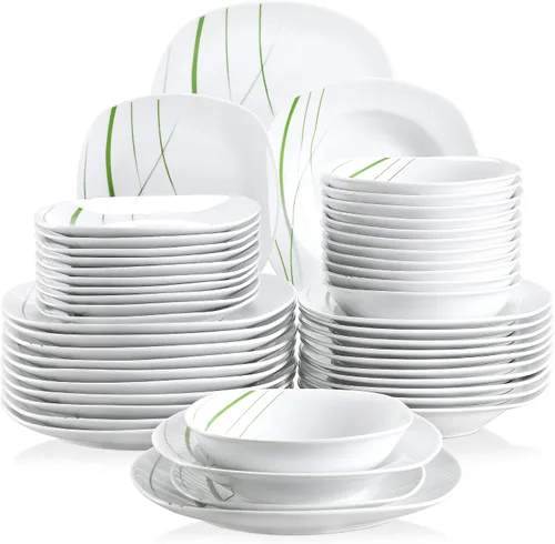 Vista 25 de VEWEET Annie - Vajilla de porcelana para 6 personas, 30 piezas, con platos y tazones, incluyendo cena, postre, sopa, tazas y platillos