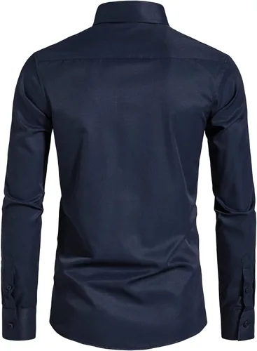 Vista 2 de VANCOOG Camisas de vestir casuales de manga larga para hombre