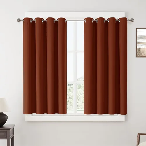 Vista 133 de ChrisDowa Cortinas 100% Opacas de Abedul Sólido de 45 Pulgadas de Largo, 2 Paneles para Dormitorio y Sala de Estar, Estilo Granja Oscurecedoras