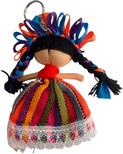 Vista 4 de MUNECA LELE - Juego de llaveros de muñeca mexicana hecha a mano, 10 piezas