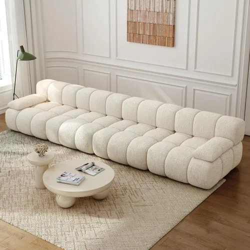 Vista 33 de Settab Sofá modular de nube modular de 118.5 pulgadas con otomana móvil, sofá de pana moderno de 4 asientos, asiento profundo, sofá sin hueso