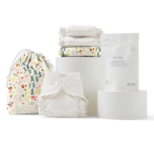 Vista 9 de Esembly Try-It Kit - Juego de iniciación de pañales de tela con pañales de algodón orgánico, funda impermeable para pañales, bolsa húmeda