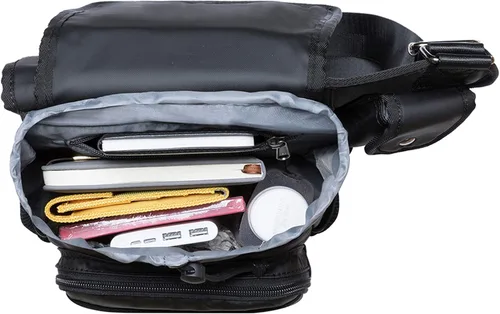 Vista 7 de Bolso de mensajero de lona vintage para hombre, bolso de mensajero de retazos de cuero en el pecho