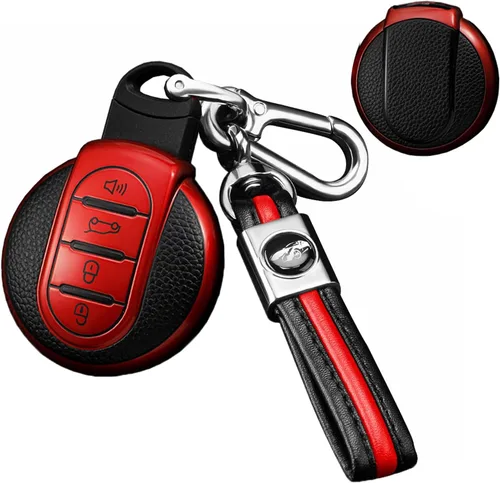 Vista 9 de SANRILY Funda de cuero para llave Mini Key Case Shell Key Holder con llavero, Azul