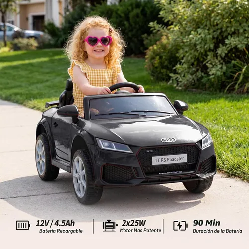 Vista 3 de Audi TTRS - Auto de paseo con licencia de 12 V para niños pequeños de 1 a 3 años con control remoto Negro