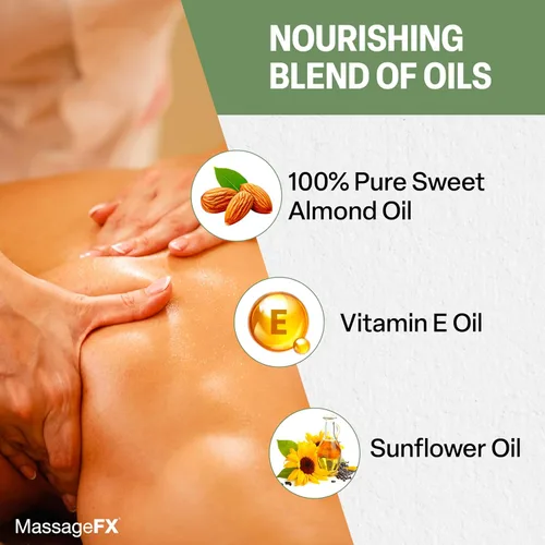 Vista 2 de Aceite de masaje de Massage FX - Aceite de semillas de girasol y almendras dulces 100% puro, vitamina E, hiedra, árnica y aloe, sin perfume