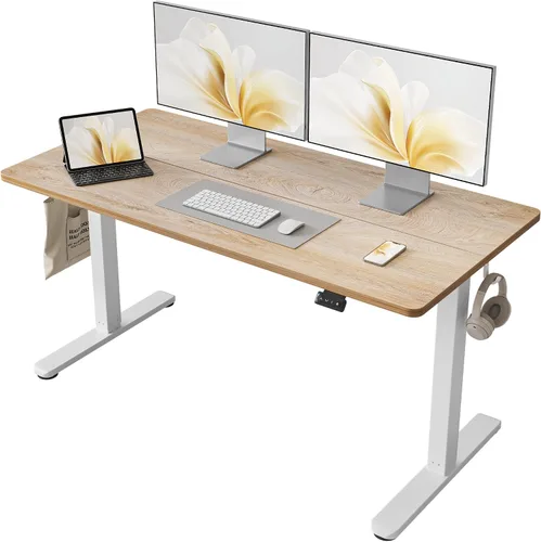 Vista 15 de FAMISKY Escritorio eléctrico de pie, escritorio de altura ajustable de 40 x 24 pulgadas, ergonómico para oficina en casa, estación de trabajo