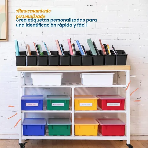Vista 4 de ECR4Kids Bandeja profunda tamaño carta con tapa, contenedor de almacenamiento, surtido, 10 piezas
