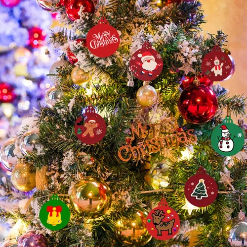 Vista 3 de Artmag 50 unidades de adornos de madera sin terminar de Navidad, discos de madera redondos en blanco para manualidades, centros de mesa, decoración