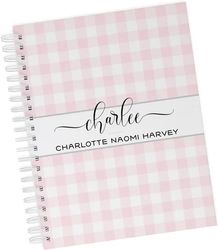 Vista 14 de Baby Memory Book - Hard Cover First Year Album Personalized with Baby’s Name - Boy Baby Journal (Blue Gingham)