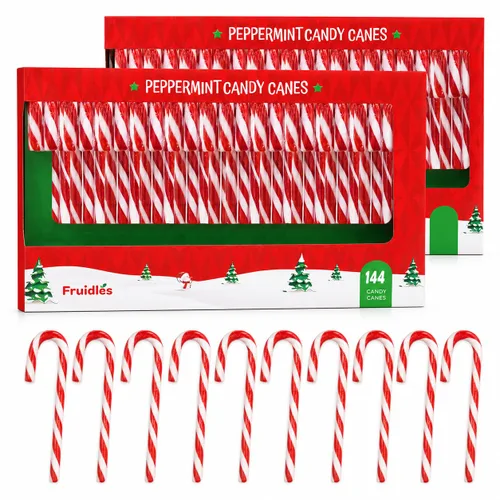 Vista 12 de Fruidles Paquete de 24 chupones de bastones de caramelo navideños, sabor a menta, envueltos individualmente