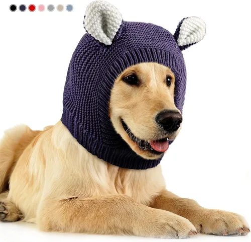 Vista 20 de Orejeras silenciosas para perros, cuello de 14.96 pulgadas, protectores auditivos para perros, protección contra ruido, gorro de punto envolvente