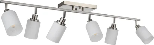 Vista 10 de TODOLUZ Accesorios de iluminación de riel para techo, 3 luces de níquel cepillado para pared de techo con vidrio blanco ópalo, base de bombilla E26