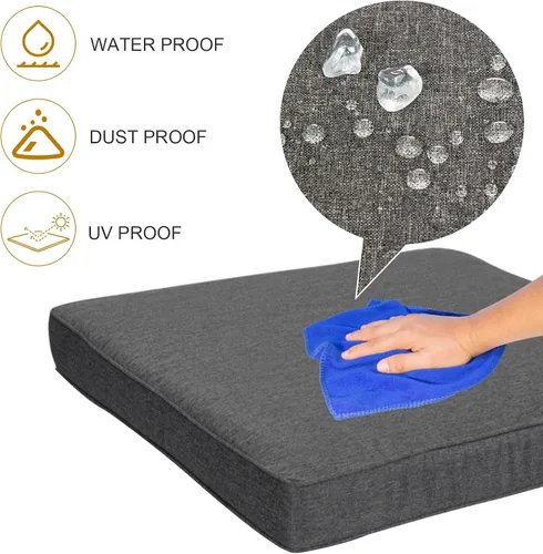 Vista 6 de 7 fundas de repuesto para sofá de mimbre para patio al aire libre, lavables, fundas de repuesto para asiento y respaldo, gris oscuro