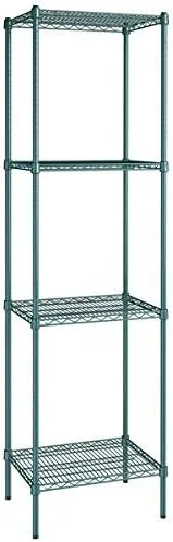 Vista 346 de Kit de 4 estantes de epoxi verde NSF de 21 x 72 pulgadas con postes de 86 pulgadas, estantería de almacenamiento resistente, kit de estantería
