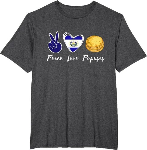 Vista 22 de Pupusas Lover Love Peace El Salvadaor Camiseta Comida Salvadoreña