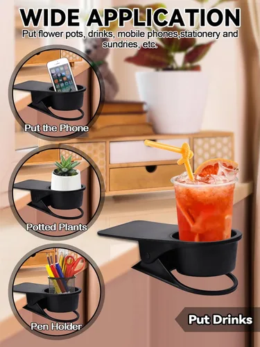 Vista 6 de Soporte para tazas de bebida, soporte para botellas de escritorio Kalolary DIY, abrazadera de vidrio, clip de platillo de almacenamiento, soporte 1