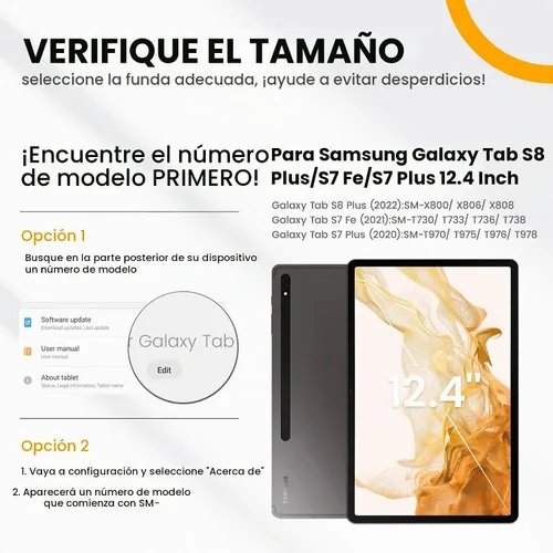 Vista 2 de Timecity - Funda para tablet Samsung Galaxy Tab S7 FE de 12,4 pulgadas, S7 y S8 Plus Funda protectora para tableta con protector de pantalla