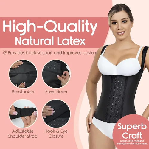 Vista 6 de LadySlim by NuvoFit Fajas Colombiana - Chaleco de látex completo para la cintura, faja de entrenamiento, corsé de entrenamiento