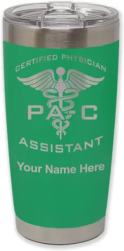 Vista 9 de LaserGram Vaso aislado al vacío de 20 onzas, asistente médico certificado PA-C, grabado personalizado incluido (negro)